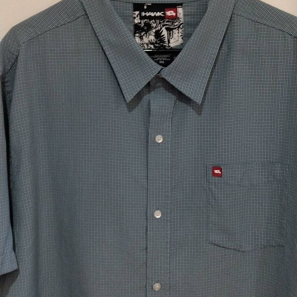 Tony Hawk Shirt, Button down, XXL, Blue, Short sleeve